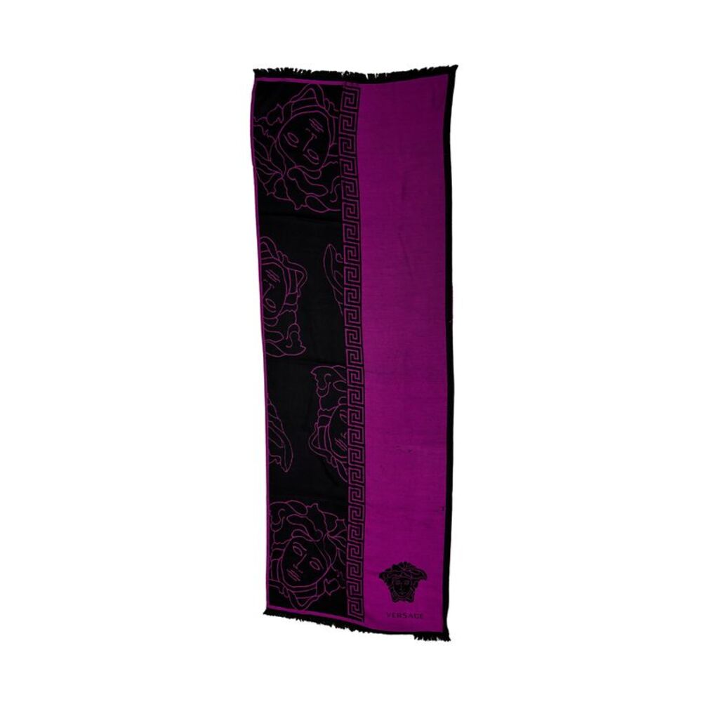 Versace  Purple/Black 100% Oversized Wool Mens Medusa Scarf